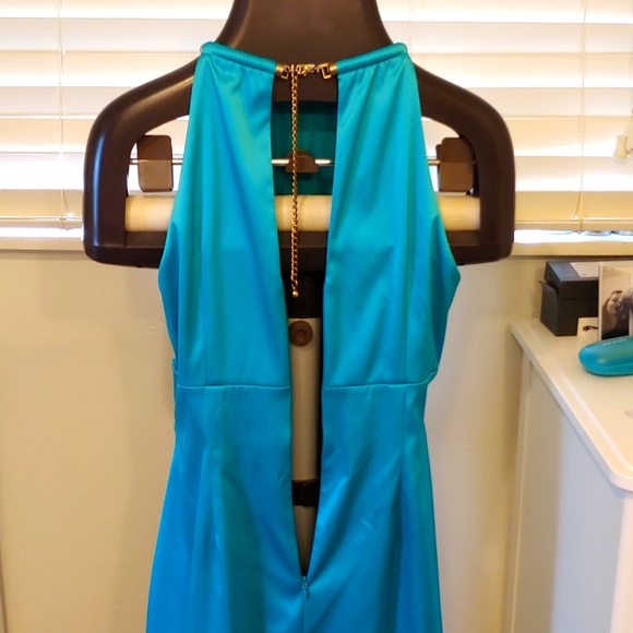 Eliza J. Party/cocktail dress, teal halter-style, size 6 - Picture 3 of 6